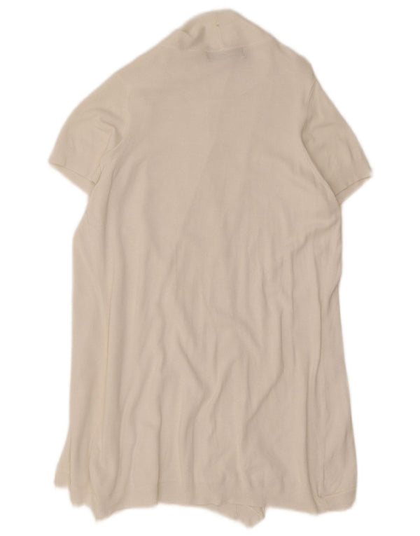 Zara Womens Longline Open Cardigan Top UK 14 Medium White Viscose