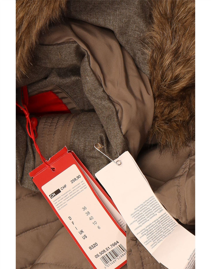 OLIVER Womens Hooded Padded Jacket UK 10 Small  Beige Polyester