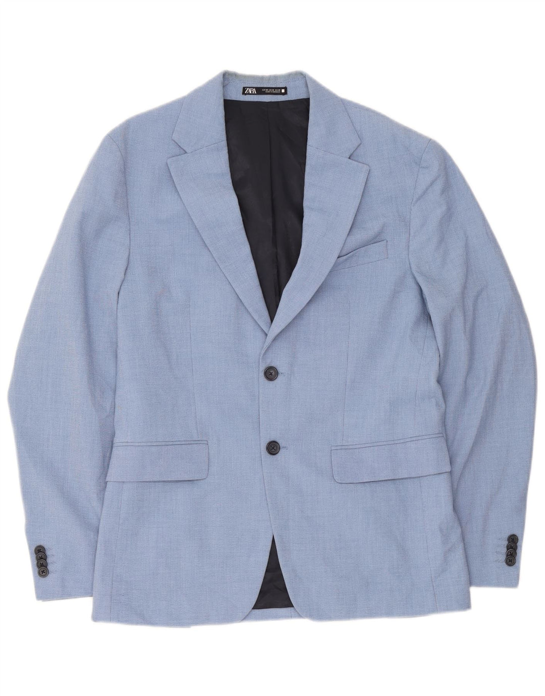 Giacca blazer a 2 bottoni da uomo Zara EU 48 poliestere blu medio