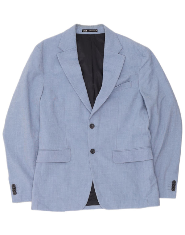 Giacca blazer a 2 bottoni da uomo Zara EU 48 poliestere blu medio