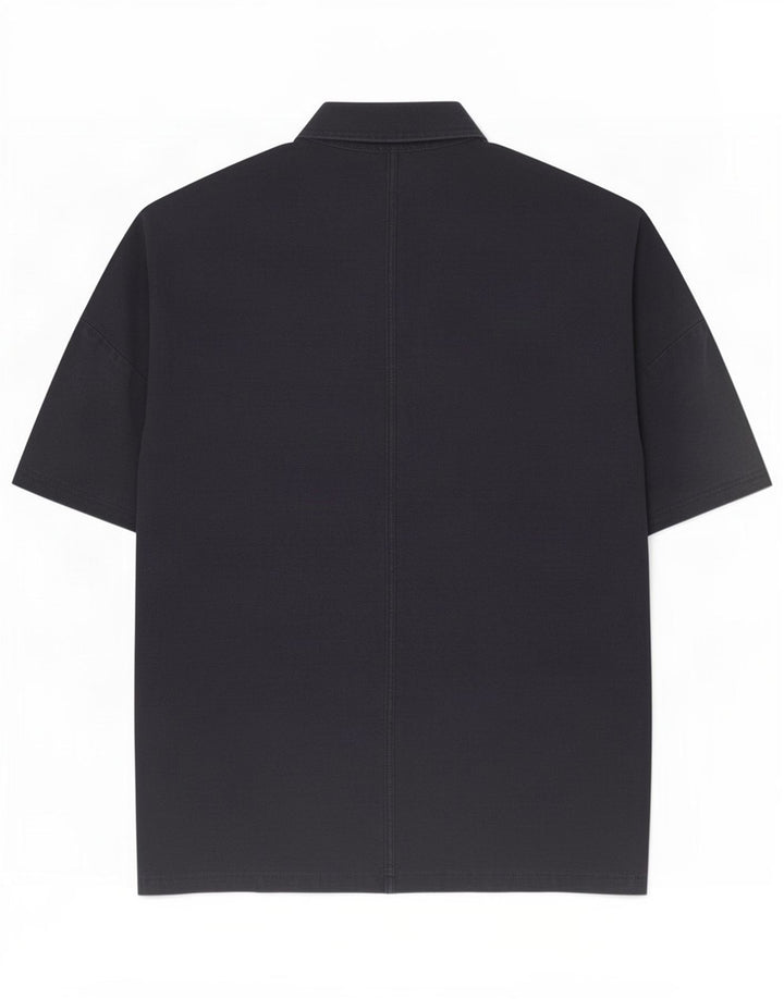 Camicia Cos da uomo a maniche corte in cotone blu navy medio