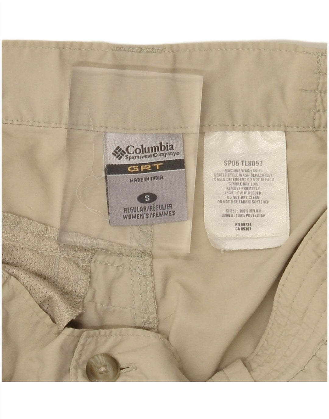 Pantaloni cargo dritti da donna COLUMBIA piccoli W27 L30 nylon beige