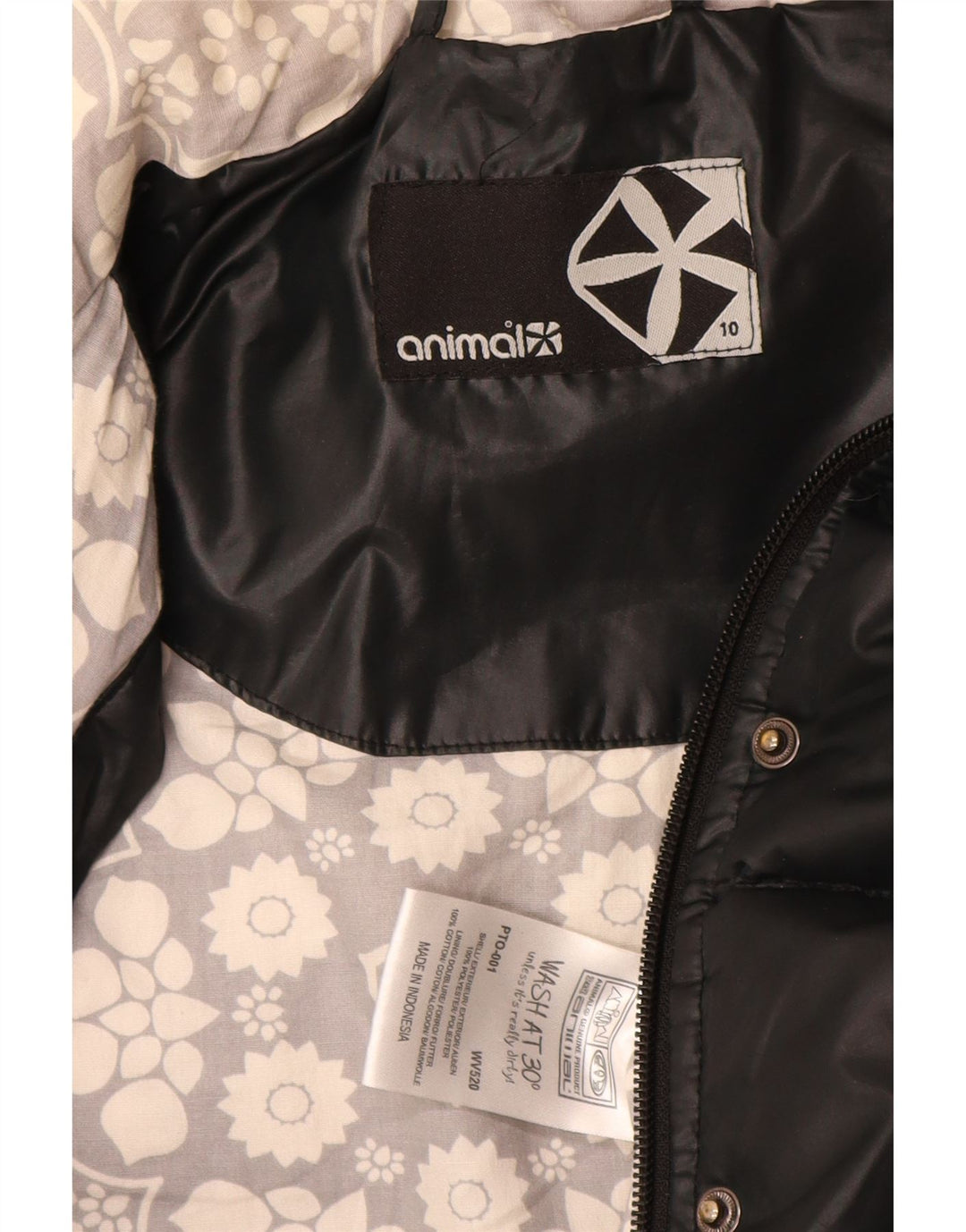 Gilet imbottito oversize da donna Animal UK 10 piccolo poliestere nero