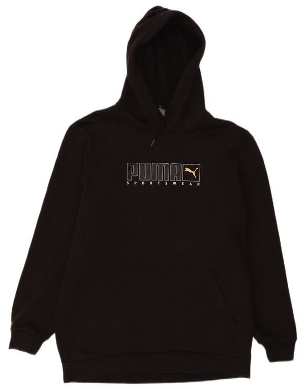 PUMA Felpa con cappuccio grafica da uomo grande in cotone nero