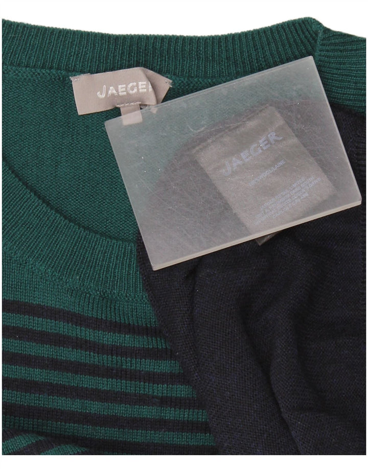 Jaeger Uomo Maglione Girocollo Maglione Grande Blu Navy Colorblock Lana