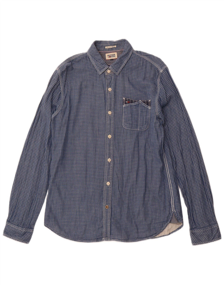 TOMMY HILFIGER Camicia da uomo in cotone a quadri blu navy medio