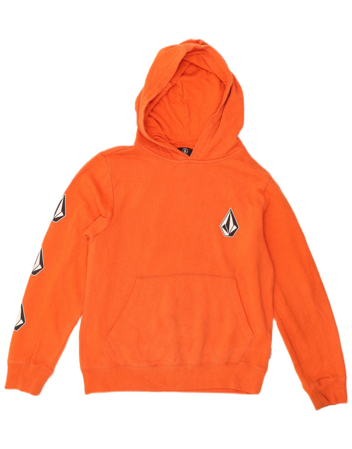 Felpa con cappuccio grafica da bambino Volcom 9-10 anni in cotone arancione medio