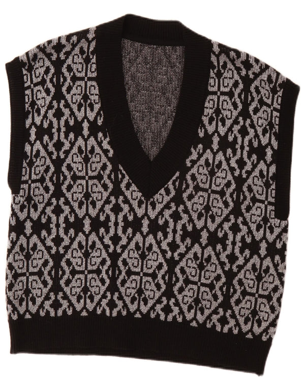 Canottiera vintage da donna EU 46 XL Poliestere Fair Isle nero