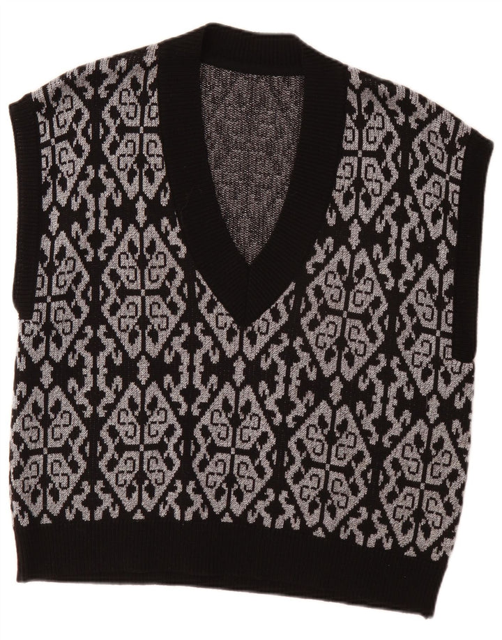 Canottiera vintage da donna EU 46 XL Poliestere Fair Isle nero