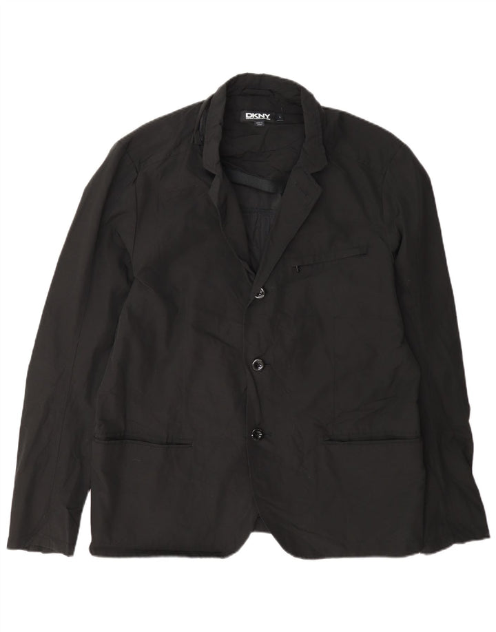 Giacca blazer da uomo a 3 bottoni Dkny UK 40 grande cotone nero