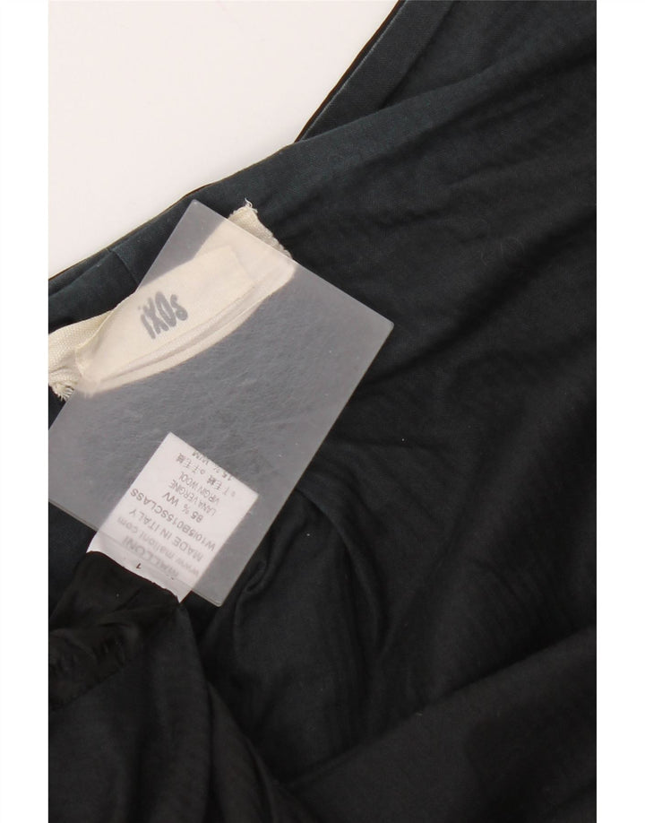 Soprabito aperto da donna vintage UK 10 piccolo in lana vergine nera