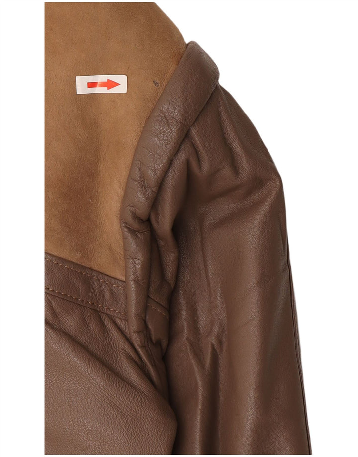 Giubbotto bomber in shearling da uomo vintage IT 52 XL Marrone