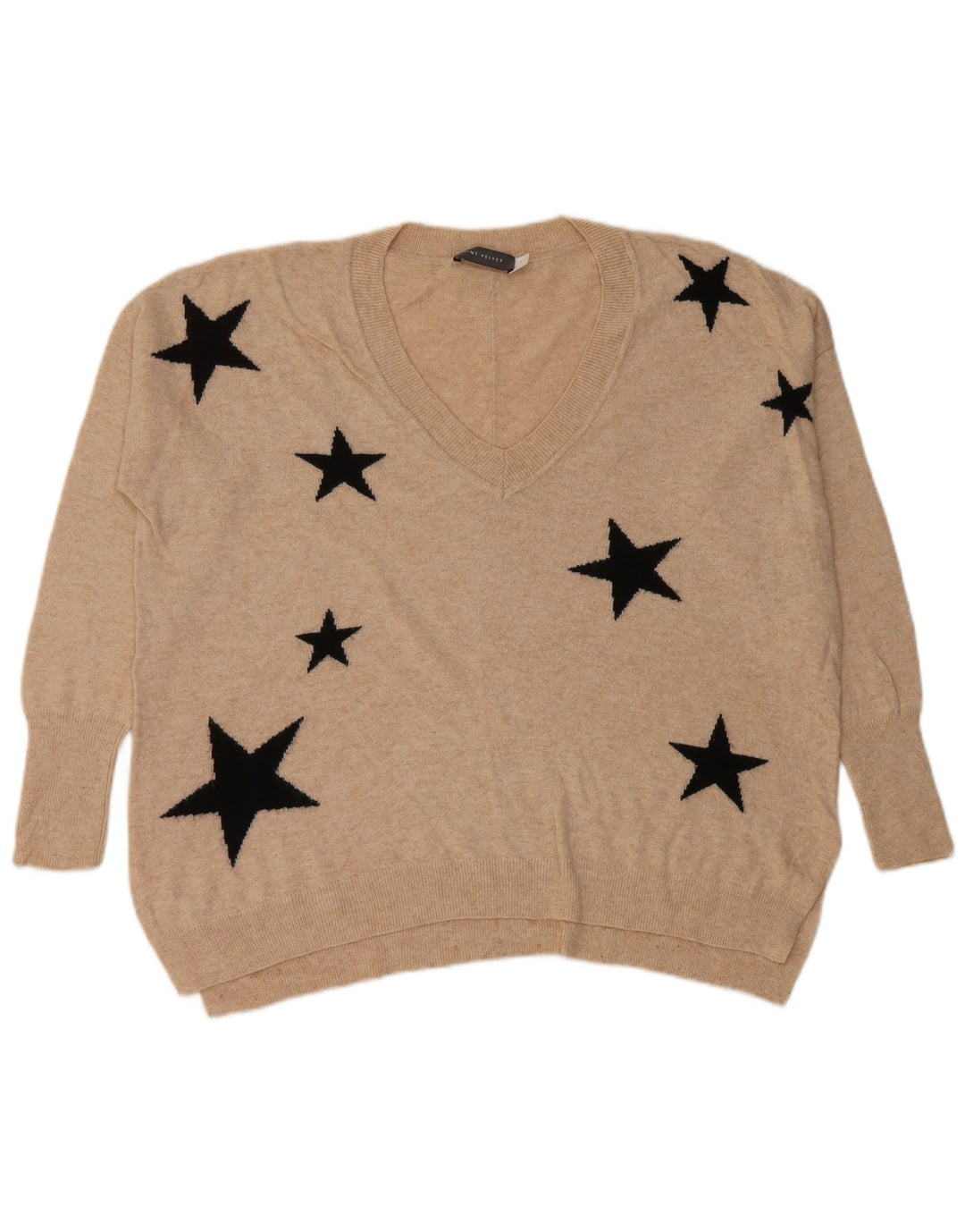 Maglione da donna con scollo a V con motivo astratto MINT VELVET UK 10 Piccolo Beige
