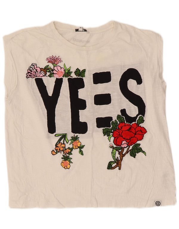 Desigual Canotta grafica oversize da donna UK 6 XS Cotone bianco
