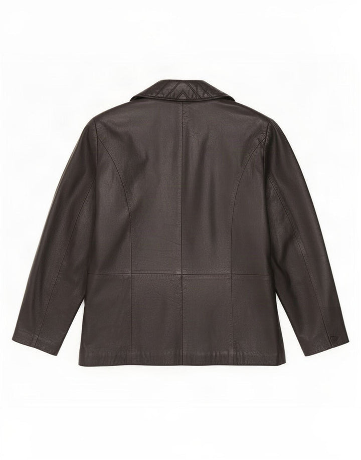 Giacca in pelle doppio petto da donna Madeleine UK 12 media nera