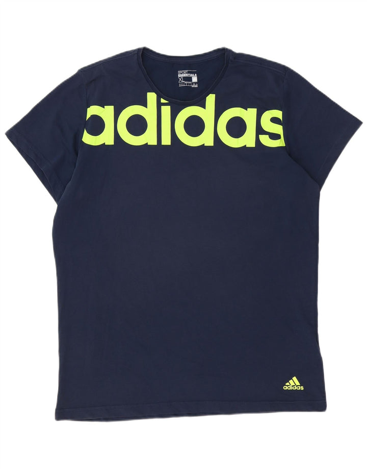 T-shirt grafica ADIDAS da uomo Climalite Top XL in cotone blu navy
