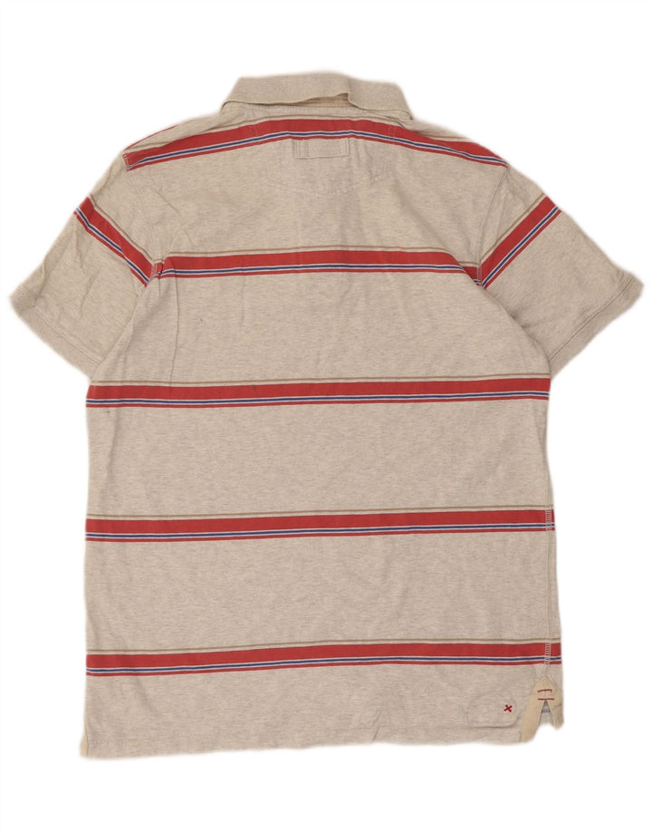 Polo da uomo Fat Face piccola in cotone a righe grigie