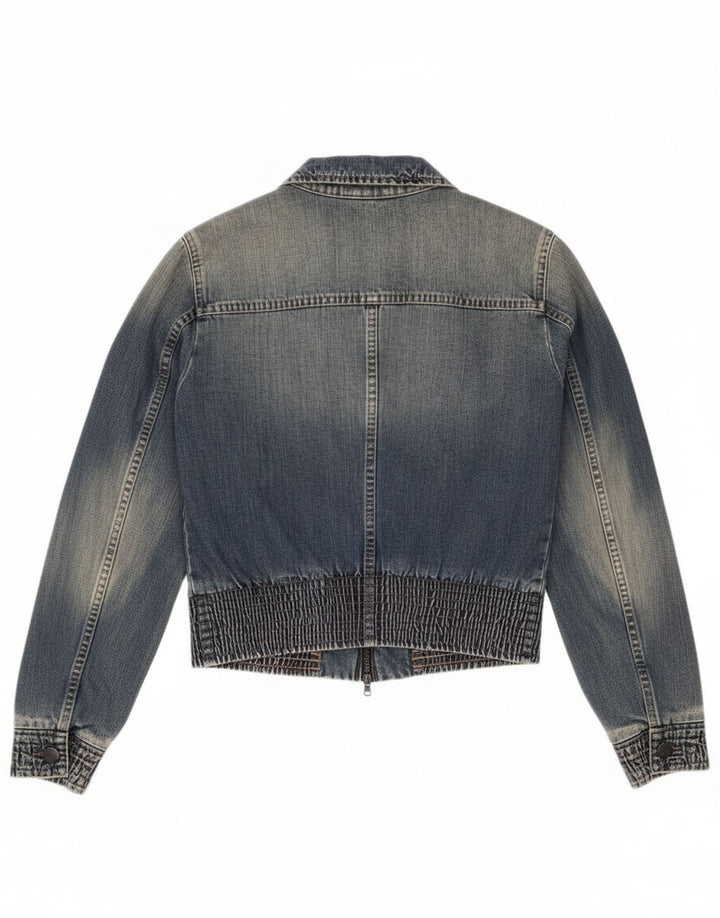 Giacca in denim corta da donna Sisley UK 10 piccola in cotone blu