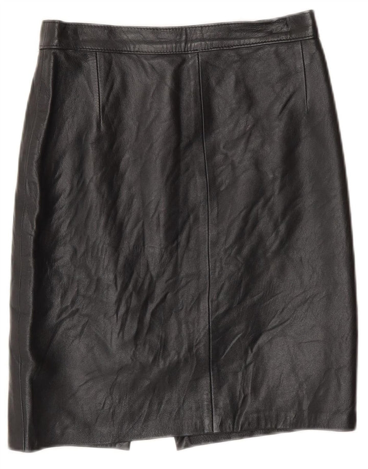 Gonna in pelle vintage da donna IT 42 media W26 nera