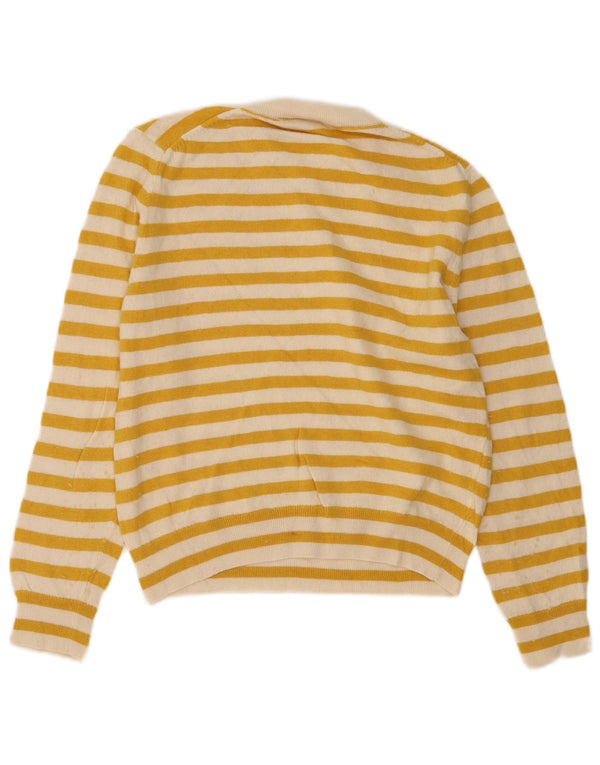 Maglione maglione girocollo da donna Zara UK 10 piccolo a righe gialle