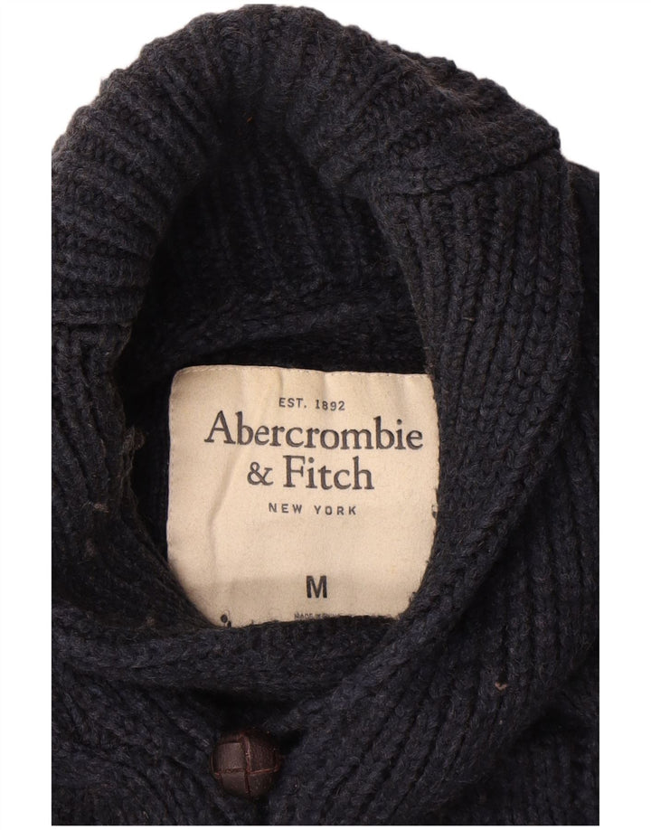 Maglione da uomo con collo a scialle Abercrombie & Fitch in lana blu navy media