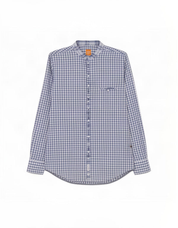Camicia da uomo Hugo Boss in cotone a quadretti blu medio
