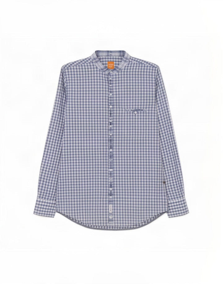 Camicia da uomo Hugo Boss in cotone a quadretti blu medio