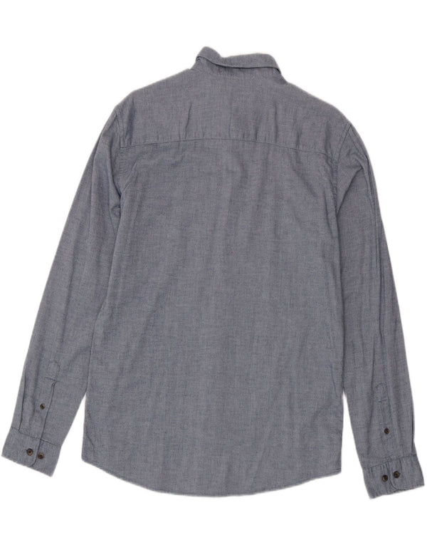 Jack & Jones Camicia da uomo in flanella di cotone a spina di pesce blu grande