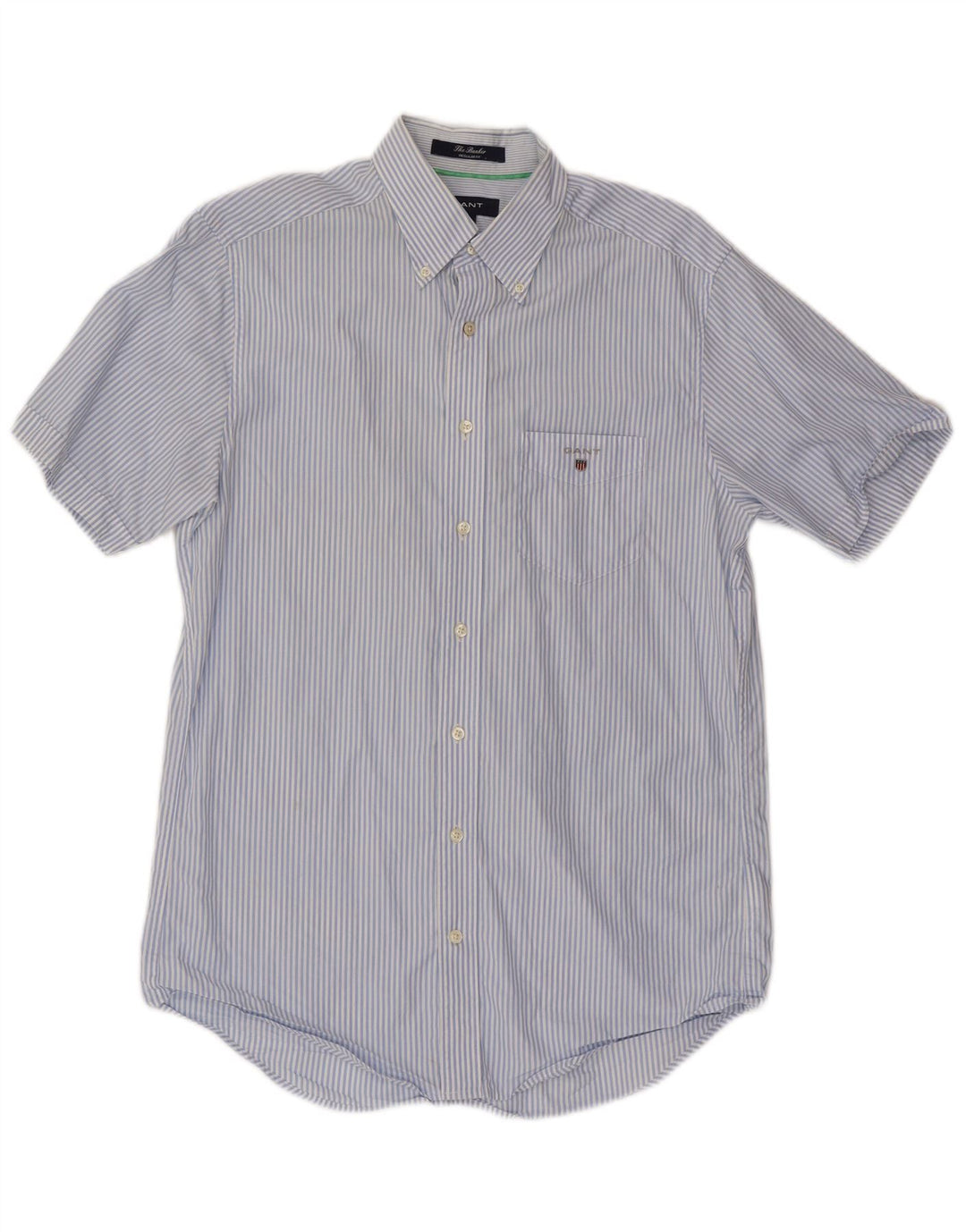 GANT Camicia da uomo The Banker vestibilità regolare a maniche corte blu medio gessato