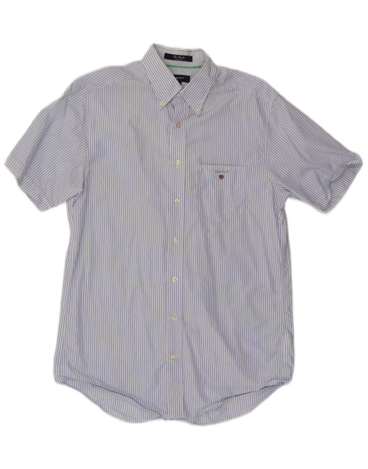 GANT Camicia da uomo The Banker vestibilità regolare a maniche corte blu medio gessato