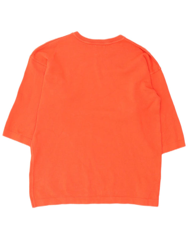 Maglione da uomo a mezza manica girocollo Benetton XS in cotone arancione