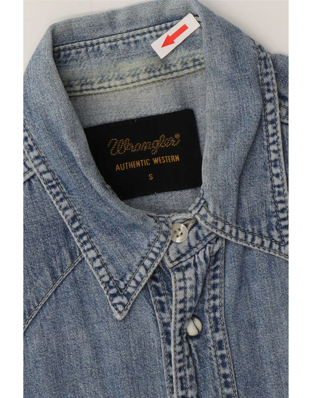 Camicia in denim western da uomo Wrangler piccola in cotone blu