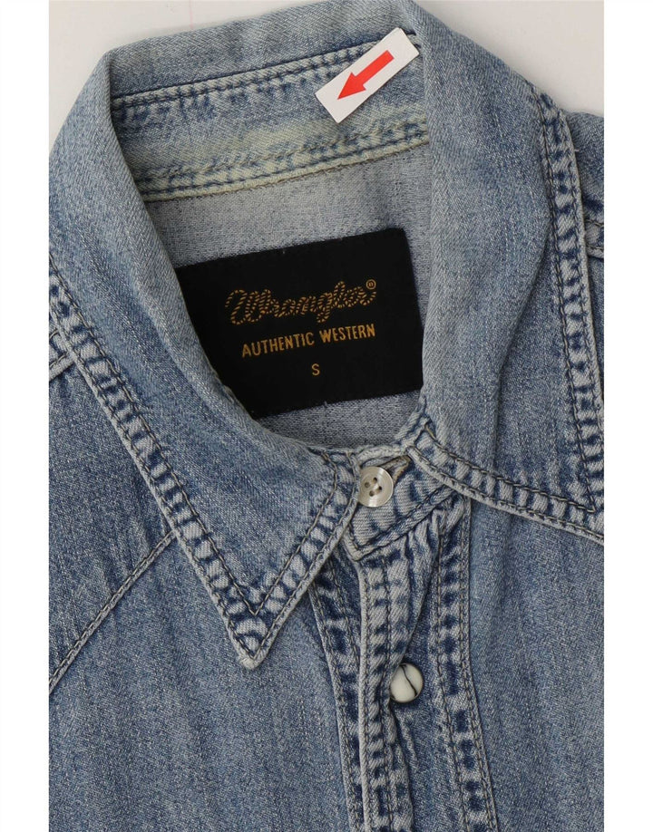 Camicia in denim western da uomo Wrangler piccola in cotone blu