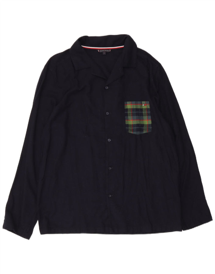 Camicia da uomo Tommy Hilfiger Large in viscosa a quadri blu navy