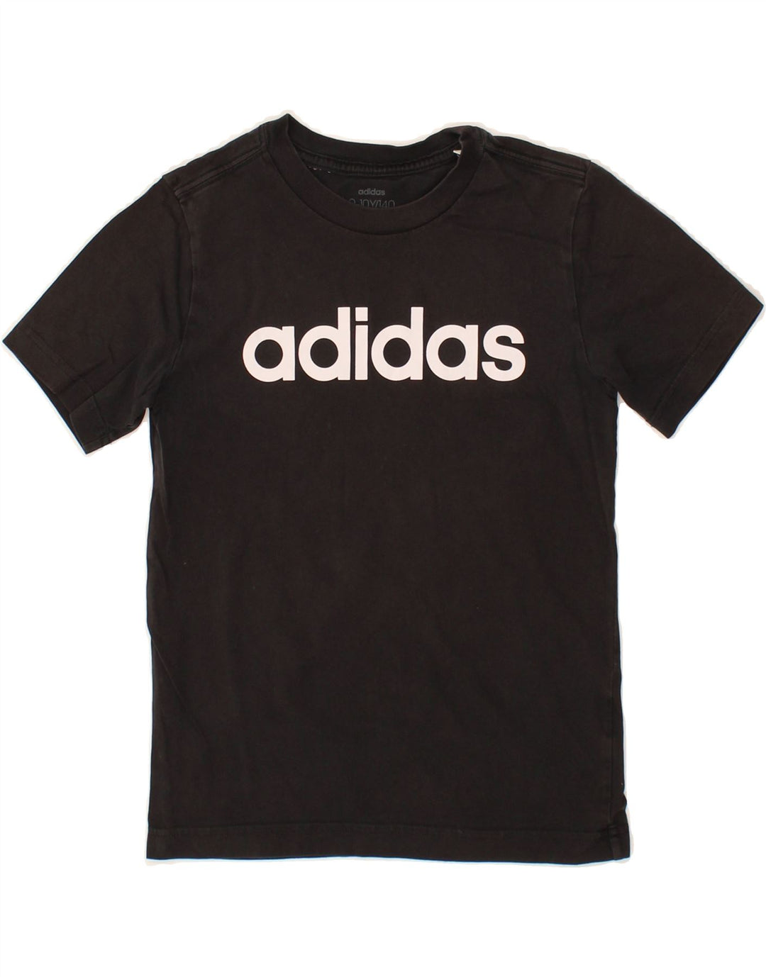 ADIDAS Boys Graphic T-Shirt Top 9-10 Years Black Vintage Adidas and Second-Hand Adidas from Messina Hembry 