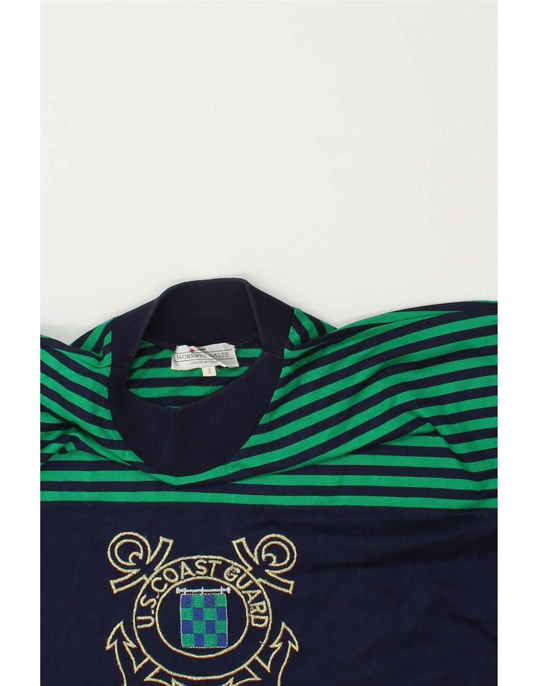 ROBERTO NALDI Womens Graphic Top Long Sleeve UK 10 Small Green Nautical Vintage Roberto Naldi and Second-Hand Roberto Naldi from Messina Hembry 