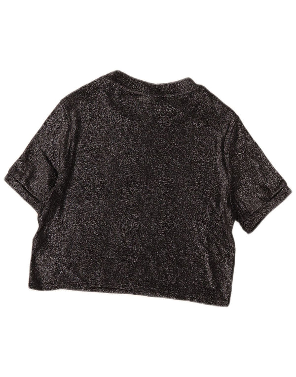 Topshop Camicetta corta da donna Top UK 14 Grande viscosa nera