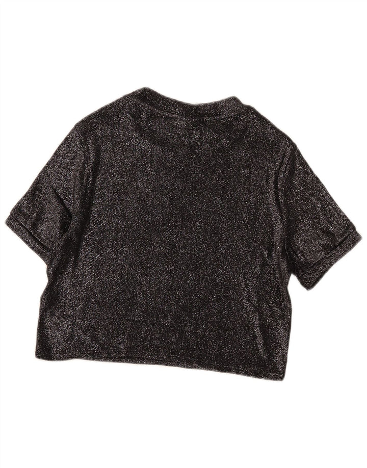 Topshop Camicetta corta da donna Top UK 14 Grande viscosa nera
