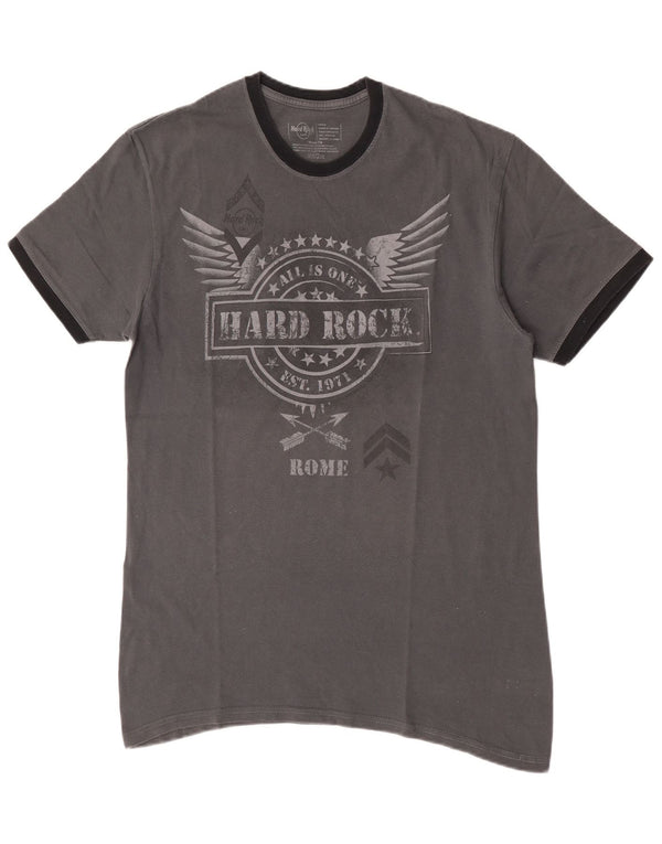 Hard Rock Cafe Mens Rome Graphic T-Shirt Top Large Grey Cotton