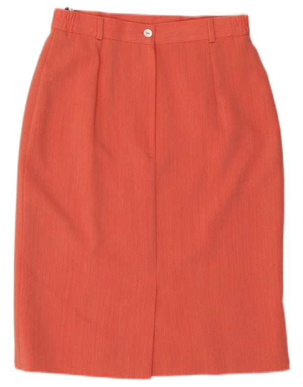 Gonna a tubino vintage da donna UK 12 media W28 lana arancione