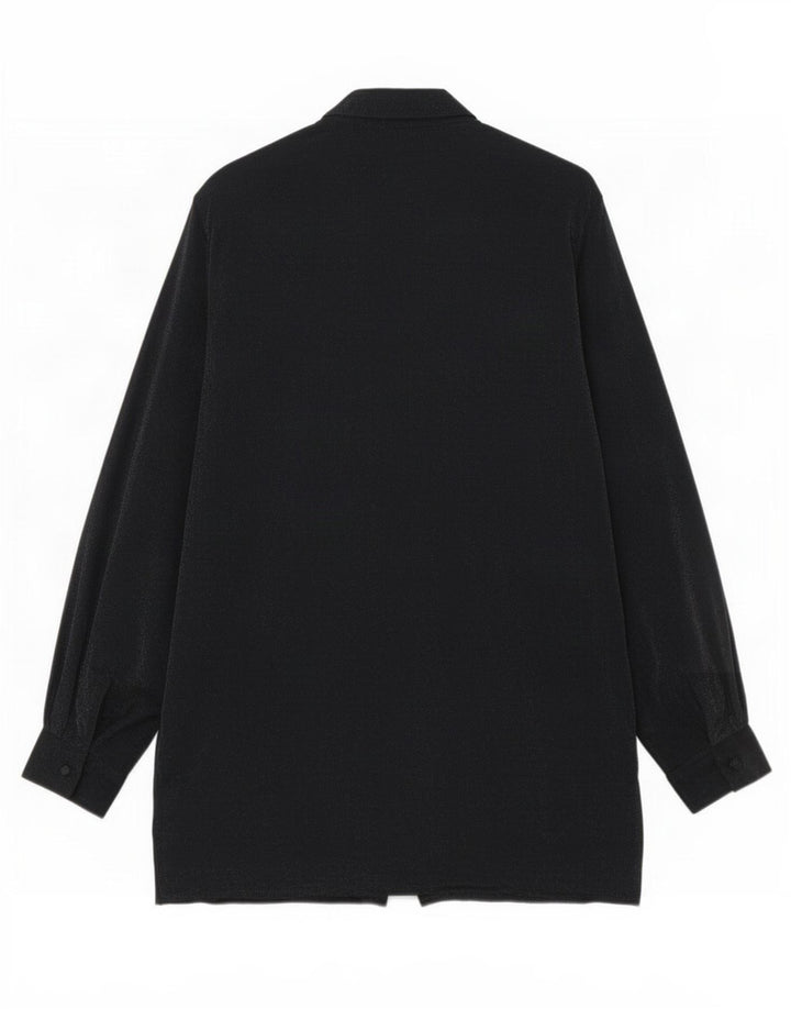 Camicetta a camicia lunga dalla vestibilità comoda da donna vintage UK 14 media nera