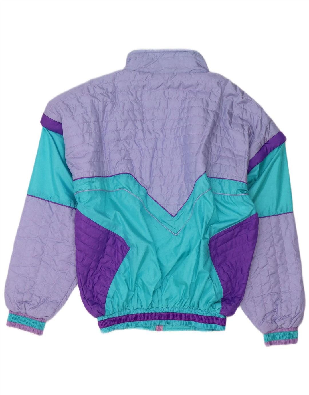 Giacca da ginnastica vintage da uomo, grande, in poliestere color block viola