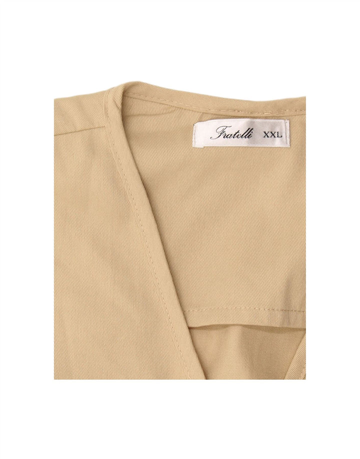 VINTAGE Womens Utility Gilet UK 44 2XL Beige Polyester