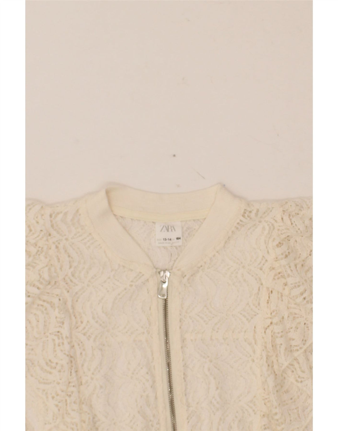 ZARA Girls Bomber Jacket 13-14 Years Off White Cotton Vintage Zara and Second-Hand Zara from Messina Hembry 