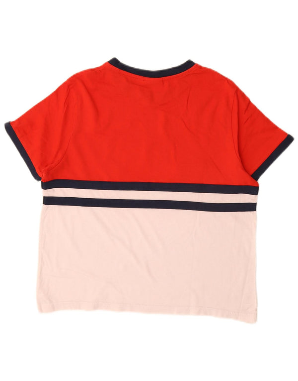 Ellesse T-shirt corta oversize da donna Top UK 6 XS Rosso Colourblock
