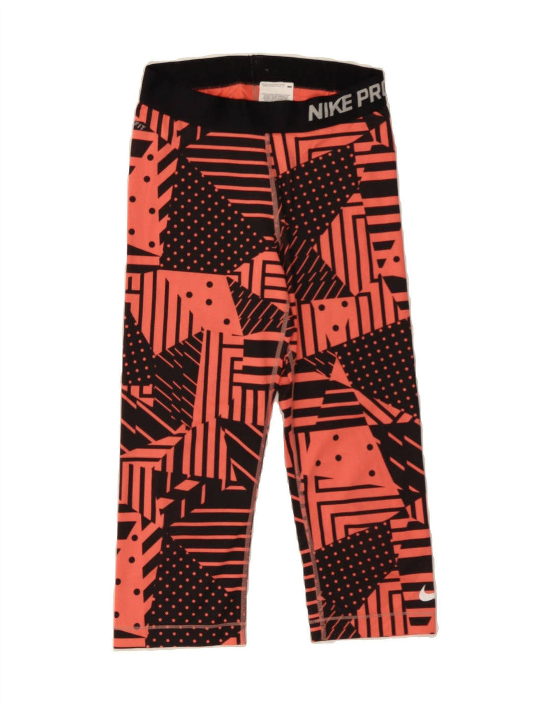 NIKE Womens Capri Leggings UK 10 Small Orange Geometric Polyester Vintage Nike and Second-Hand Nike from Messina Hembry 