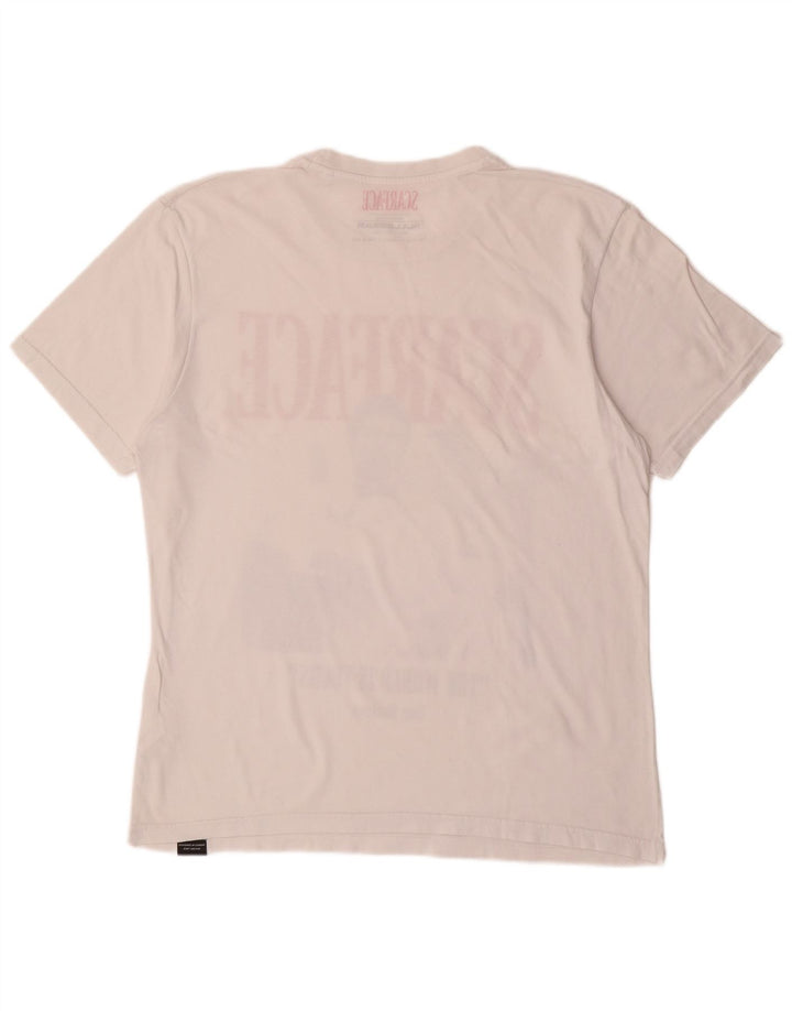 PULL & BEAR T-shirt con grafica Scarface da uomo, grande, in cotone bianco