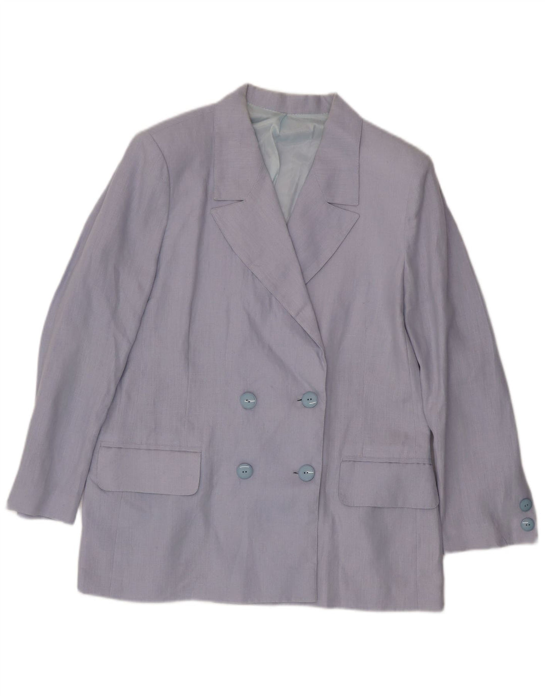Giacca blazer doppiopetto vintage da donna UK 14 grande blu
