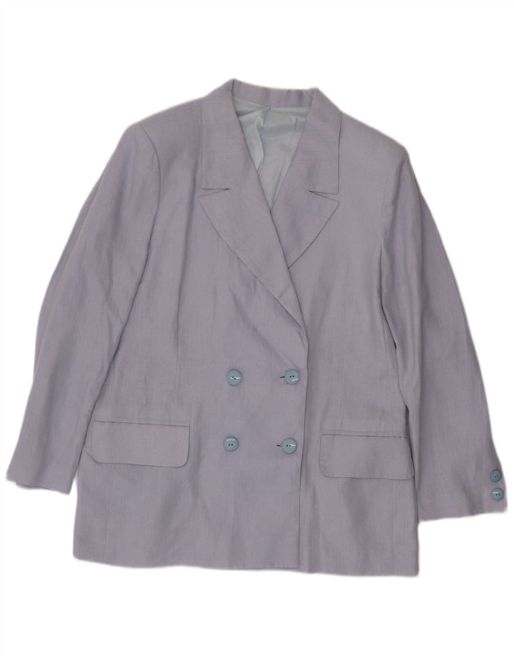 Giacca blazer doppiopetto vintage da donna UK 14 grande blu