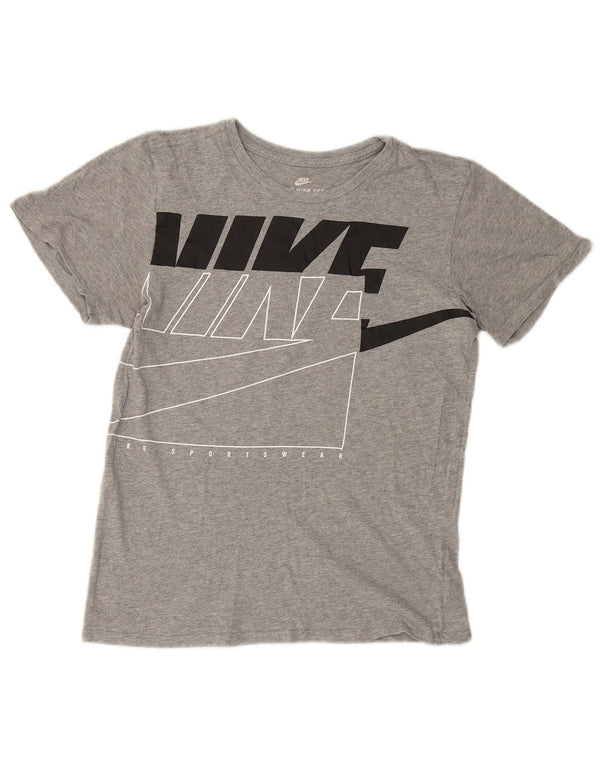 T-shirt grafica oversize da donna NIKE Top UK 10 piccolo cotone chiazzato grigio